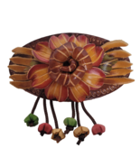Leather Flower Barrette Hair Clip Ponytail Holder Pony Hand Crafted Hand... - $327.83 MXN