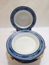 4 DANSK China ETCHING Leaves Blue &amp; White 9" Bowls Deep Japan Pasta Vege... - $45.13