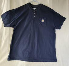 Carhartt Henley T-Shirt Mens 2XL Navy Blue Short Sleeve Pocket K84NVY - £6.78 GBP