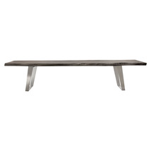 Titan Solid Acacia Wood Accent Bench in Espresso Finish w/ Silver Metal Inlay &amp;  - £615.74 GBP