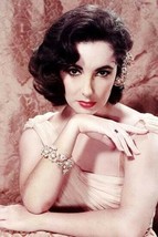 Elizabeth Taylor 1950&#39;s glamour pose in white dress 8x12 inch photo - £10.29 GBP