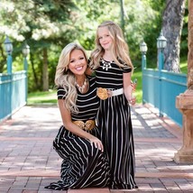 Stylish Mommy &amp; Me Long Striped A-Line Dress. Perfect for weddings, part... - £19.62 GBP