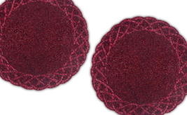 Beaded Valentines Tablemats Set Of 2 Placemats Designer Charger Plate 13... - $67.34