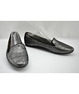 Donald J Pliner Dendasp Pewter Black Cracked Metallic Suede Flats - Wome... - $37.95