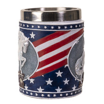 The Trail Of Painted Ponies Unconquered American Flag Patriot Horse Tankard Mug - $34.99