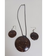 Coconut Shell Brown Statement CHOKER NECKLACE WITH EARRINGS - $335.11 MXN