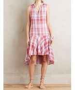 NWT Anthropologie Pippa Swing Dress SMALL Sleeveless Pockets Maeve Pink Plaid - $34.99