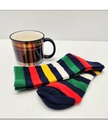Hudson Bay Unisex Multistripe Trouser Socks &amp; Varsity Mug Gift Set NEW  - $39.87