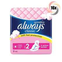 16x Packs Always Sensitive Classic Soft Feel Wings Pads | 9 Per Pack | Size 2 - £45.51 GBP