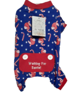 Pet Central Dog Pajamas, Pjs, Christmas, Blue with Sloth &amp; Candy Canes, ... - £4.88 GBP