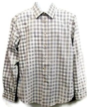 Egara Non-Iron Flip Cuffs Dress Shirt Mens XL White Check Long Sleeve Contrast - £9.54 GBP