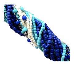 Blue Moon Bohemian Seed Bead Collection Blue White Size 11 Strand Mix Bulk Beads - $6.79