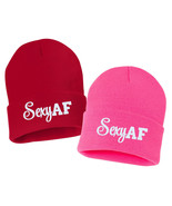 Sexy AF Embroidered Cuffed Beanie Hat, Embroidered Gift, Winter Hat - $23.07 CAD