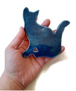 3Pc Blue Artisan Ceramic Cat Wall Hanging For Halloween Home Decor or Ca... - £52.94 GBP