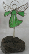 Stained Glass Angel Bobbing on rock - You&#39;re Special - Home Decor - £4.66 GBP