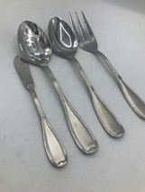 Hampton Silversmiths Stainless Flatware Serving Spoons Glossy Grooved 18... - $14.84