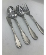 Hampton Silversmiths Stainless Flatware Serving Spoons Glossy Grooved 18... - $14.84