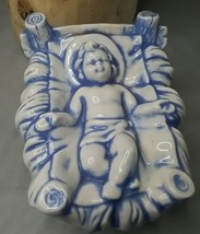 Baby Jesus Handmade Ceramic Mold Large Blue White 6&quot; X 3.75&quot; X 5&quot; Some C... - £19.54 GBP