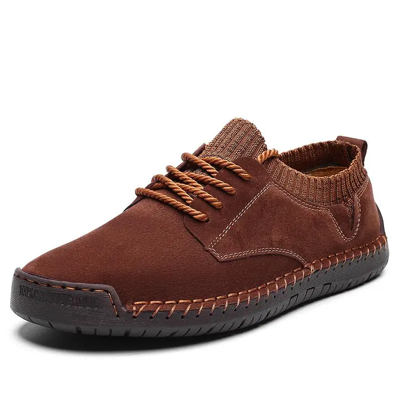 New Spring Men&#39;s Shoes Lace-up Men Outdoor Casual Shoes Quality Suede Le... - £35.45 GBP