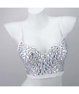 Burning Man Rave Festival Rhinestones Embellished Party Bustier Corset T... - $48.00