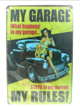 What happens in my Garage Stays in my Garage Tin Metal Sign 4 Corner Hol... - $9.52