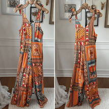 Haute Hippie Boho Patchwork Print Colorful Wode Leg Jumpsuit XS - $1,004.40 MXN