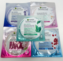 5 Pack Garnier Skin Active Moisture Bomb Sheet Masks Skinactive Lot - £23.50 GBP