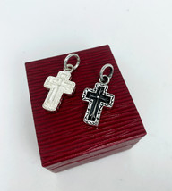 Double Sided Cross Textured Cross Pendant 925 Sterling Silver, Christian Jewelry - £54.48 GBP