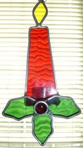  Stained Glass Christmas Candle Shaped Glass Art Glass Sun Catcher - $18.99