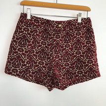 Ecote Dressy Shorts S Red  Baroque Tapestry High Rise Flat Front Button ... - $17.49
