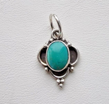 NATIVER AMERICAN NAVAJO 925 STERLING SILVER NATURAL TURQUOISE PENDANT - £31.07 GBP