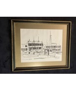 GLASS FRAMED and MATTED PRINT FISHERMANS WHARF BILL OLENDORF 1973 Print ... - £27.39 GBP