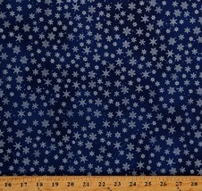 Cotton Snowflakes Snow Winter Navy Metallic Fabric Print by theYard D502.81 - £12.61 GBP