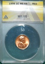 1956 P Lincoln Cent MS65 RED ANACS Unc BU Wheat Penny.   20230017 - £16.01 GBP