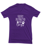 Dog TShirt Easily Distracted By Dogs Purple-V-Tee  - £17.54 GBP