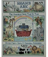 Noahs Ark Embroidery Finished Nursery Sampler Animals Rainbow Swan Lion ... - £38.50 GBP