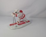 Coca Cola Holiday Polar Bear Figure Skiing 1995 Enesco Ceramic (Read Det... - $15.29