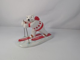 Coca Cola Holiday Polar Bear Figure Skiing 1995 Enesco Ceramic (Read Details) - £12.08 GBP