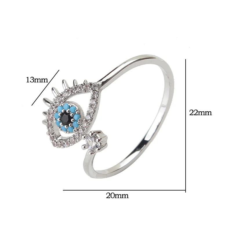 Lucky Eye  Open Rings Copper Micro Pave Zircon Ring Jewelry Adjustable Women Rin - £25.80 GBP