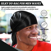 DACKRITO 2 Pieces Silky Durag Pack for Men Women, Premium Satin Doo Rag Headwrap - £10.19 GBP
