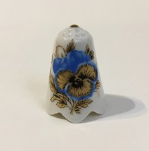 Pickard Floral Thimble White Bone China Blue Flowers Gold Trim Scalloped Vintage - £8.11 GBP