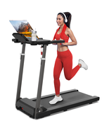 Folding Treadmill w/ Desk &amp; Bluetooth - 300 lbs - $363.99