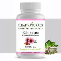 iLeafNaturals Echinacea – With Reishi mushroom 1000 MG - 60 Veggie Capsules - £10.86 GBP