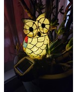 Hand Painted FAUX Mosaic Solar Owl LED Light, Garden Decor - $22.35