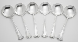 6 ANTIQUE 1847 ROGERS BROS CONTINENTAL ROUND BOWL SOUP SPOON 5” SILVERPL... - €17,04 EUR
