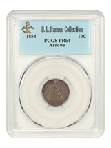 1854 10C PCGS PR64 (Arrows) ex: D.L. Hansen - $17,823.75