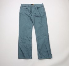 J Crew Mens 34x30 Faded Slim Fit Straight Leg Denim Jeans Pants Teal Blue Cotton - £35.57 GBP