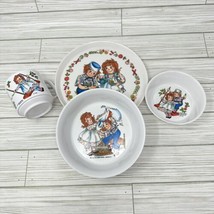 Raggedy Ann &amp; Andy 1969 Oneida Deluxe Melamine Child Dining Set Bowls Plate Cup - £19.77 GBP