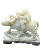 Vintage Hand-Carved Soapstone Sculpture Of Boy Reading On Water Buffalo ... - $38.40