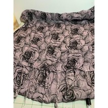 Black and Purple Rose Woven Scarf with Fringe on Ends 21&quot;x62&quot; - $9.00